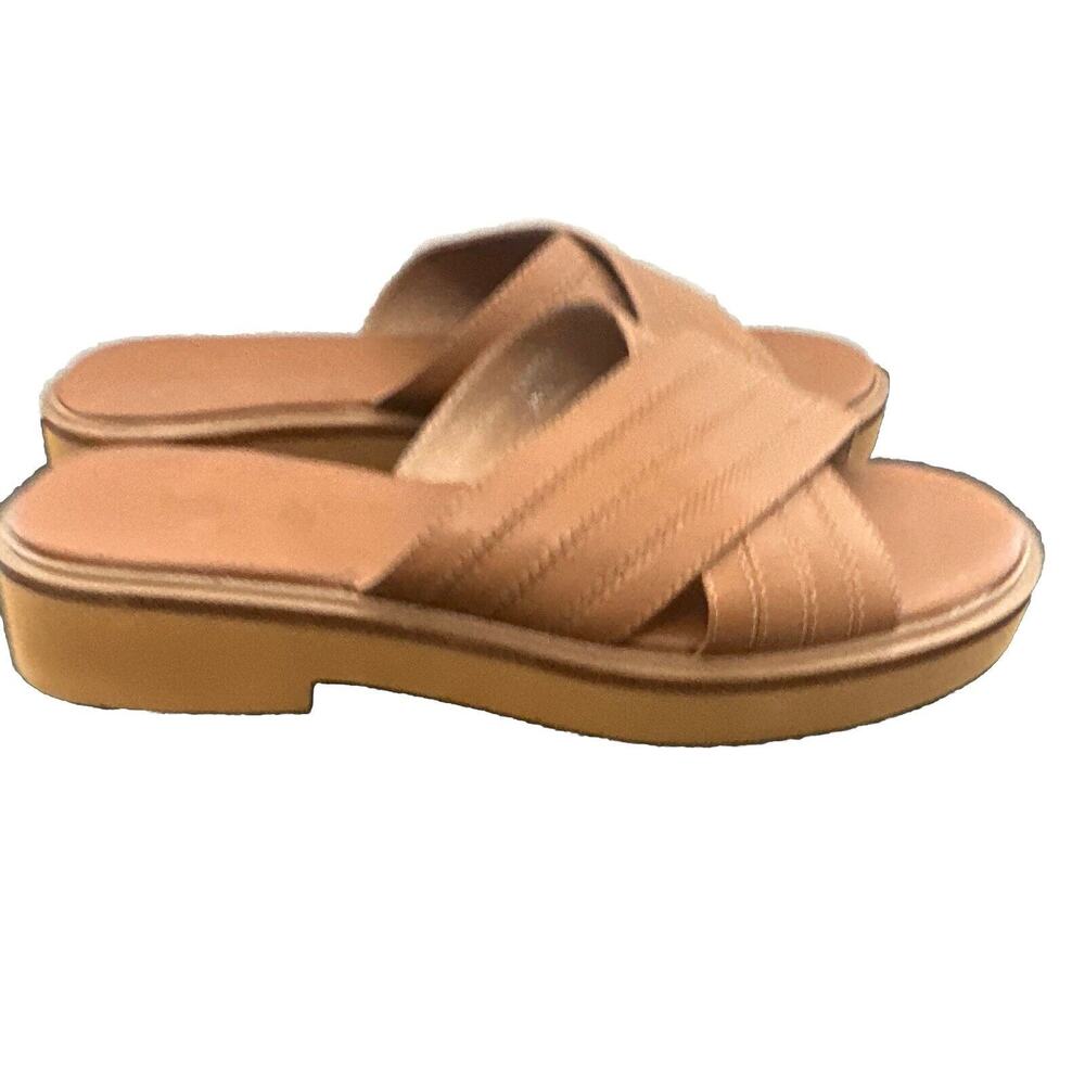 Madewell The Alina Platform Slides Slip-On Sandals Leather Desert Camel Size 9 - Picture 3 of 11